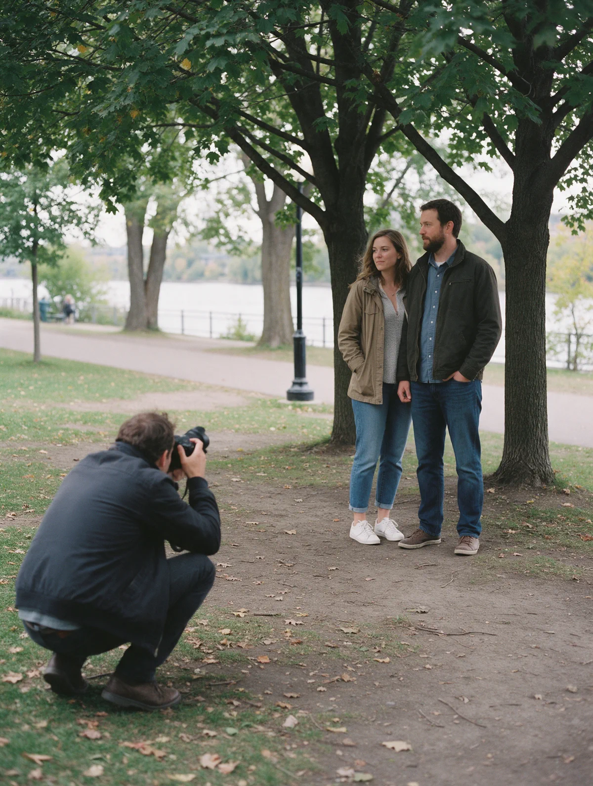 A portrait session in an autumn park